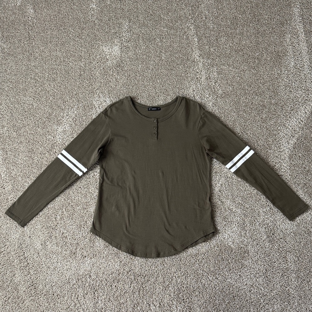 Shein Long Striped Sleeve Top
